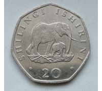 20 шиллингов 1992 год Танзания Слоны