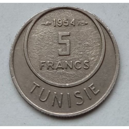 5 франков 1954 год Французский Тунис