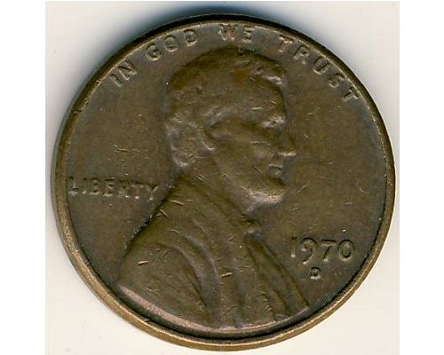 1 цент 1970 D года США Америка