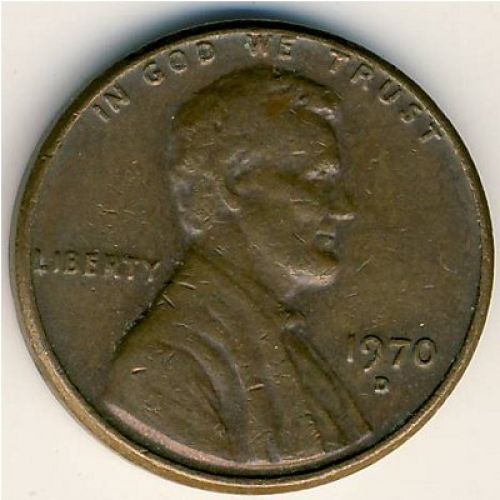 1 цент 1970 D года. США. Америка