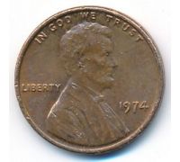 1 цент 1974 года США Америка