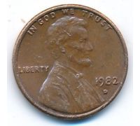 1 цент 1982 год D США