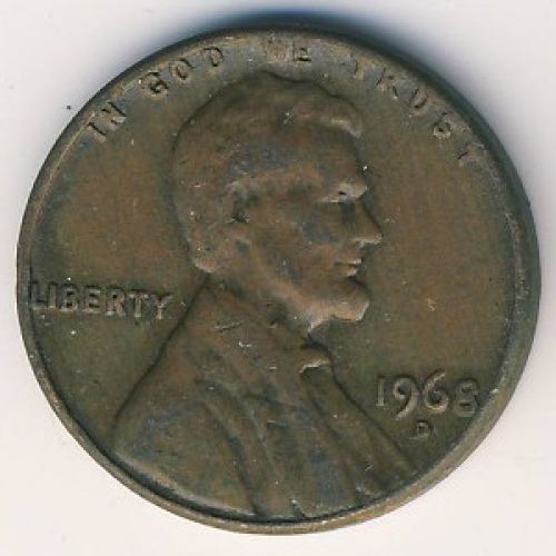 1 цент 1968 год D США