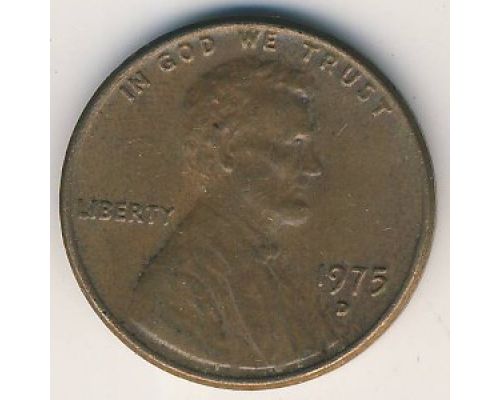 1 цент 1975 D года США Америка