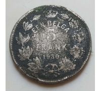 5 франков 1930 год Бельгия EEN BELGA