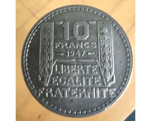 10 франков 1947 год Франция Большая Голова