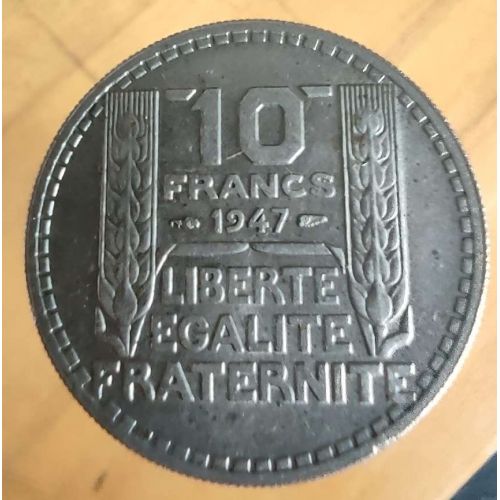 10 франков 1947 год Франция Большая Голова