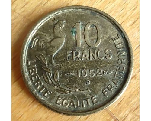 10 франков 1952 B год Франция Петух