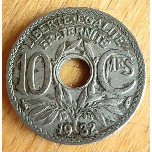 10 сентим 1932 год Франция (сантим)