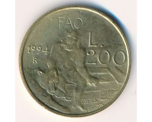 200 лир 1994 год Сан-Марино Человек и Медведь