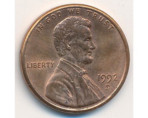 1 цент 1992 год D США