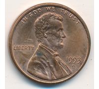 1 цент 1993 год D США