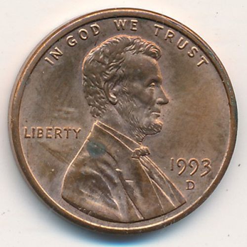 1 цент 1993 год D США