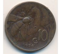 10 чентезимо 1924 год Италия Пчела