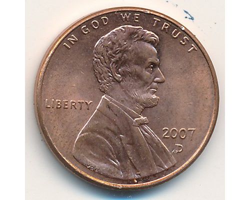 1 цент 2007 год D США