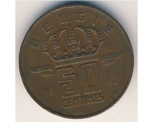 50 сентим 1952-1964 год Бельгия