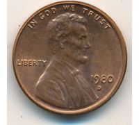 1 цент 1980 год D США