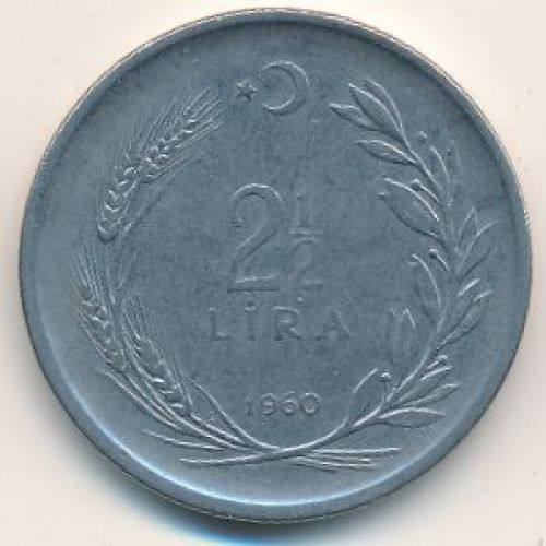 2 1/2 лиры 1960 год Турция