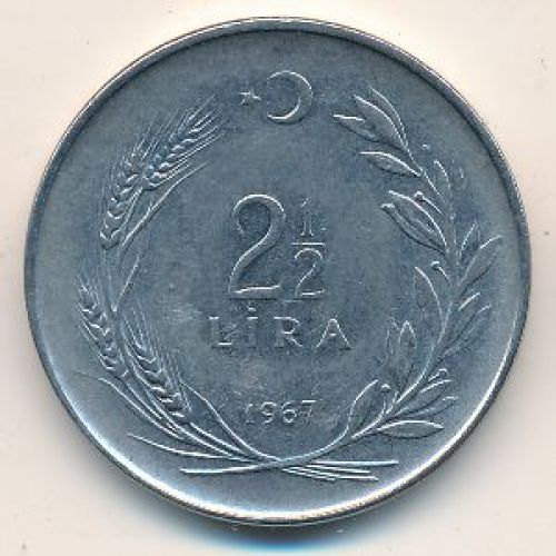 2 1/2 лиры 1967 год Турция