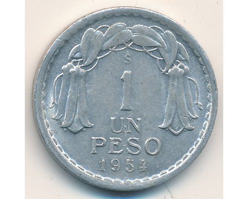 1 песо 1954 год Чили