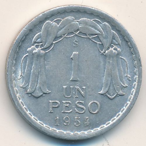 1 песо 1954 год Чили