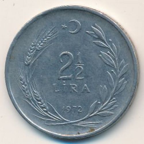 2 1/2 лиры 1972 год Турция