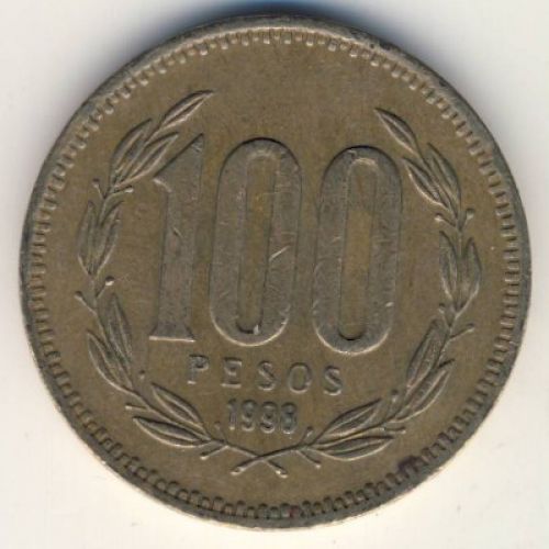 100 песо 1998 год Чили