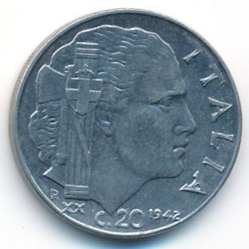 20 чентезимо 1942 год Италия