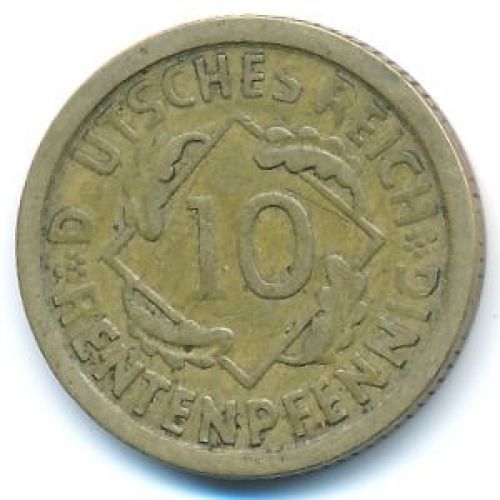10 рентенпфеннигов 1924 год Германия Веймарская Республика