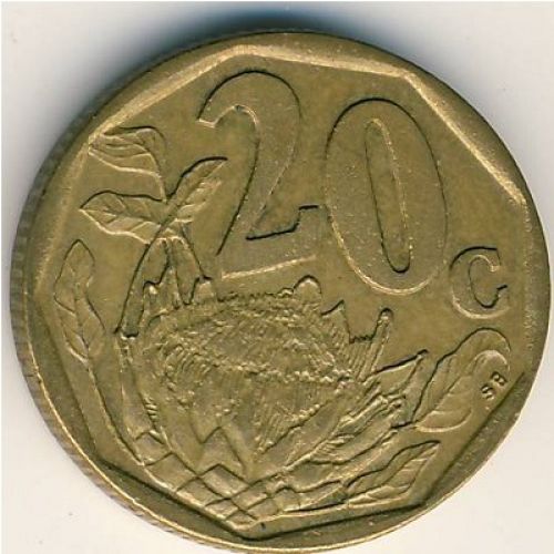 20 центов 1996 год ЮАР Протея
