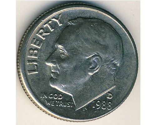 1 дайм 10 центов 1988 D года США