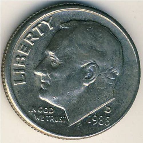 1 дайм 10 центов 1988 D года США