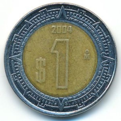 1 новый песо 2004 год Мексика
