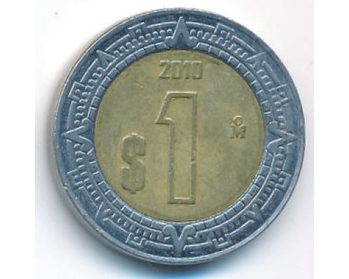 1 новый песо 2010 год Мексика