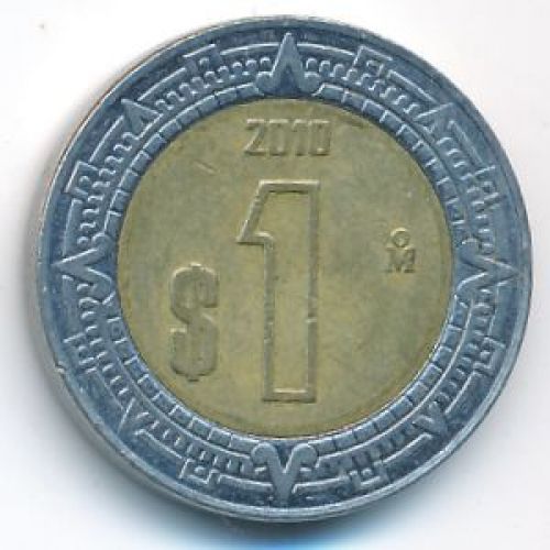 1 новый песо 2010 год Мексика