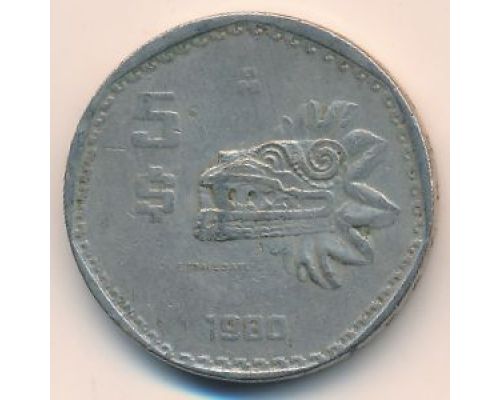 5 песо 1980 год Мексика