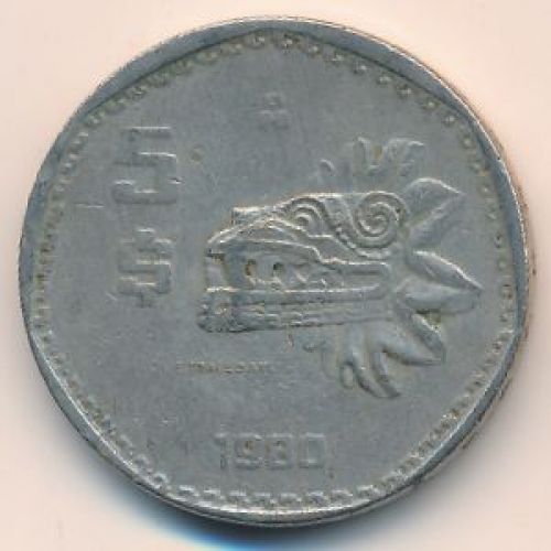 5 песо 1980 год Мексика