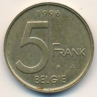 5 франков 1994–2001 год Бельгия