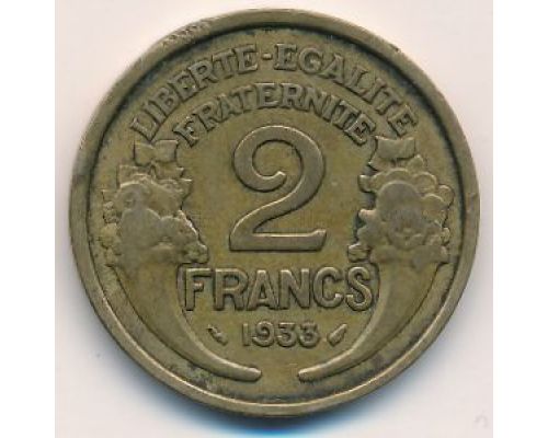 2 франка 1933 год Франция