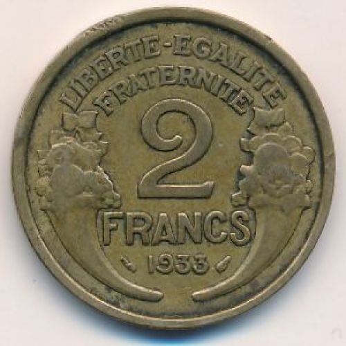 2 франка 1933 год Франция