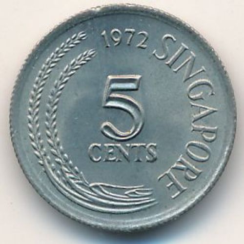 5 центов 1972 год Сингапур