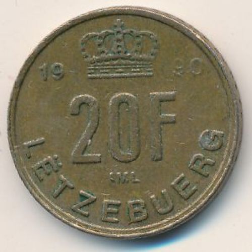 20 франков 1990 год Люксембург