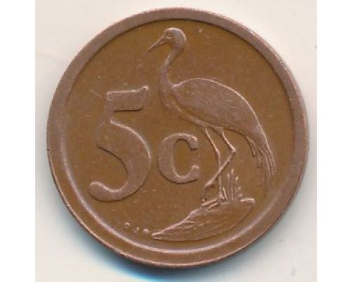 5 центов 1991 год ЮАР Журавль