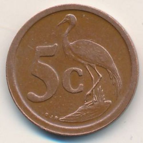 5 центов 1991 год ЮАР Журавль