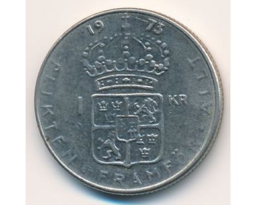 1 крона 1973 год Швеция Густав VI Адольф