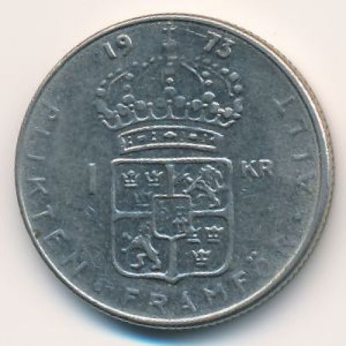 1 крона 1973 год Швеция Густав VI Адольф