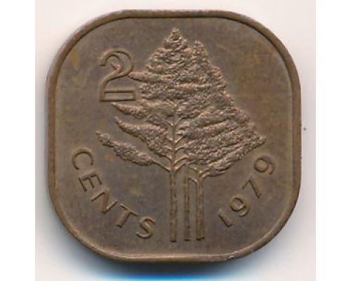 2 цента 1979 год Свазиленд Эсватини Cобхуза II