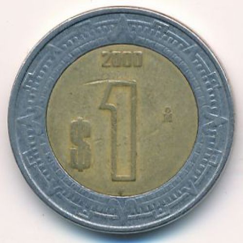 1 новый песо 2000 год Мексика