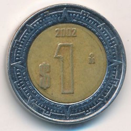 1 новый песо 2002 год Мексика