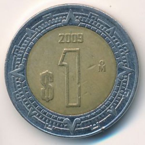 1 новый песо 2009 год Мексика